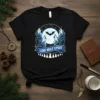 Lone Wolf Spirit t-shirt design with howling wolves, full moon, bat silhouette, and starry sky