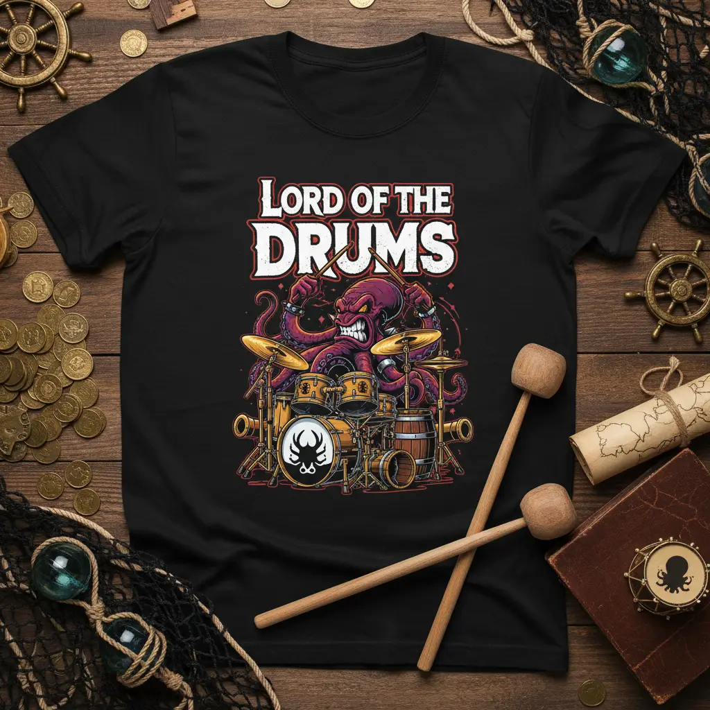 Lord of the Drums Octopus Drummer T-Shirt Rock Music Gift