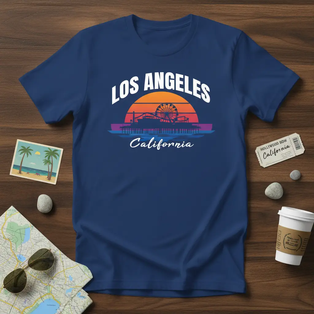 Los Angeles California Pier Sunset Tee California Coast Souvenir