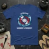 T-shirt with "LOTUS & KOI HARMONY & PROSPERITY" text and a circular design of two koi fish swimming around a