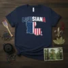 Louisiana American Flag Map eye-catching graphic design printed on comfortable cotton t-shirt