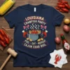 Louisiana Crawfish Party Peel Eat Repeat Cajun Crab Boil t-shirt design with a pot of crawfish, corn, and potatoes