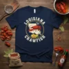 Louisiana Crawfish t-shirt design featuring the state outline with a crawfish, corn, and lemons
