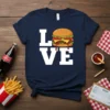 Love Burger eye-catching graphic design printed on comfortable cotton t-shirt