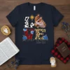 LOVE came down luke 2:11 Nativity Christmas T-Shirt with cow print, buffalo plaid, leopard print, and blue roses