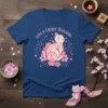 Love & Cherry Blossoms text above a cute cat sitting in a pink lotus flower surrounded by cherry blossoms and