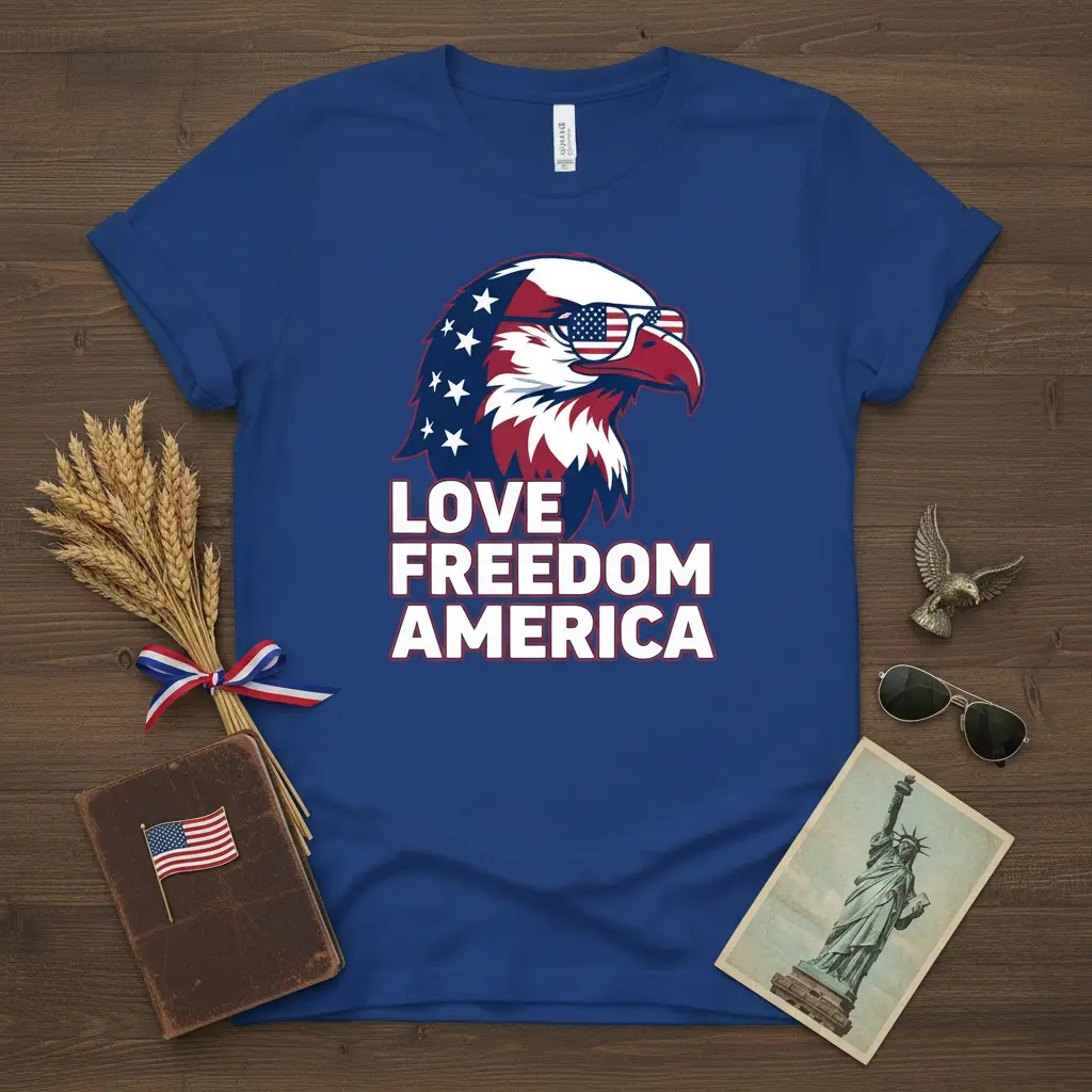 Love Freedom America Patriotic Eagle T-Shirt for Usa Pride