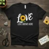 Love Grows Here Sunflower T-Shirt detailed graphic design printed on comfortable cotton t-shirt