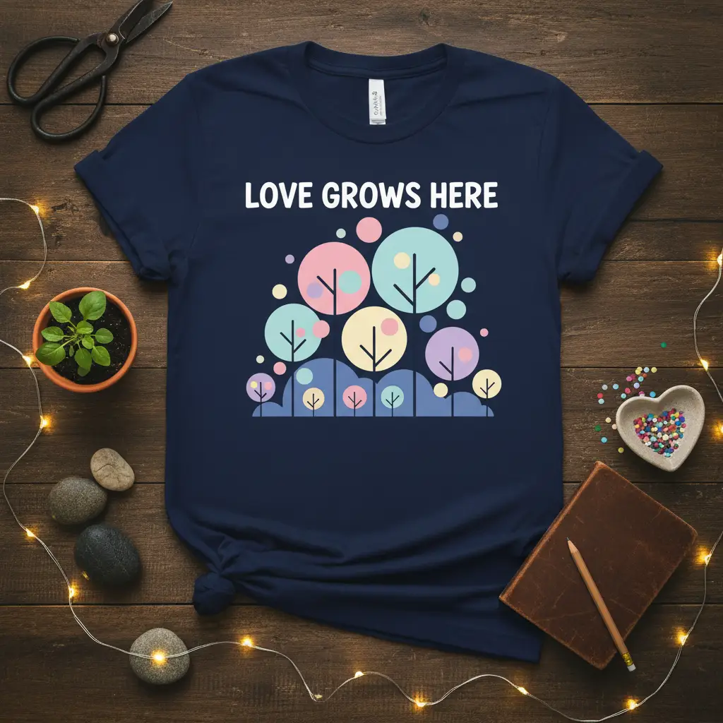 Love Grows Here T-Shirt Inspirational Gardening Gift