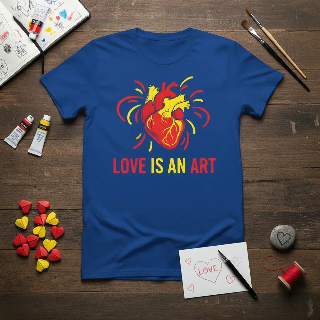 Love Is an Art Heart Graphic T-Shirt Romantic Gift