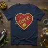 love olive heart detailed graphic design printed on comfortable cotton t-shirt
