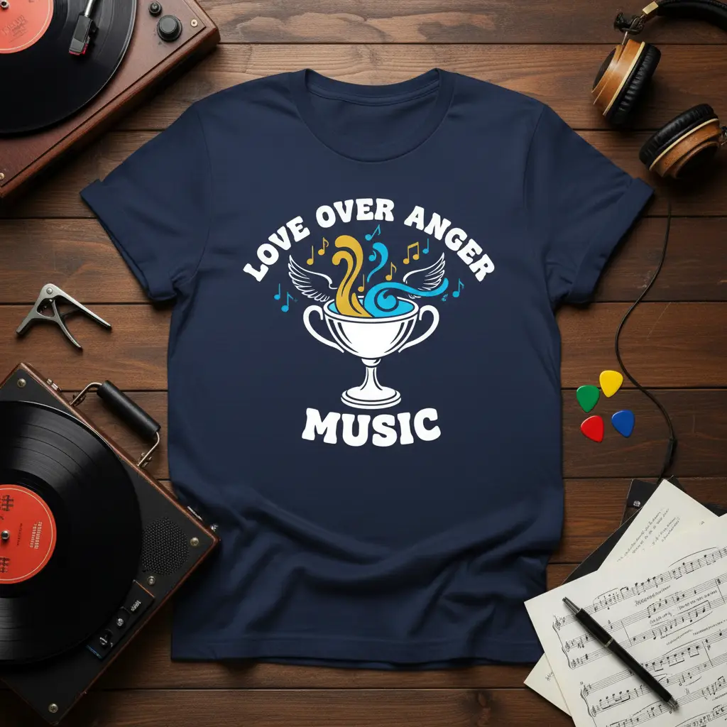 Love Over Anger Music Trophy T-Shirt Gift for Musicians