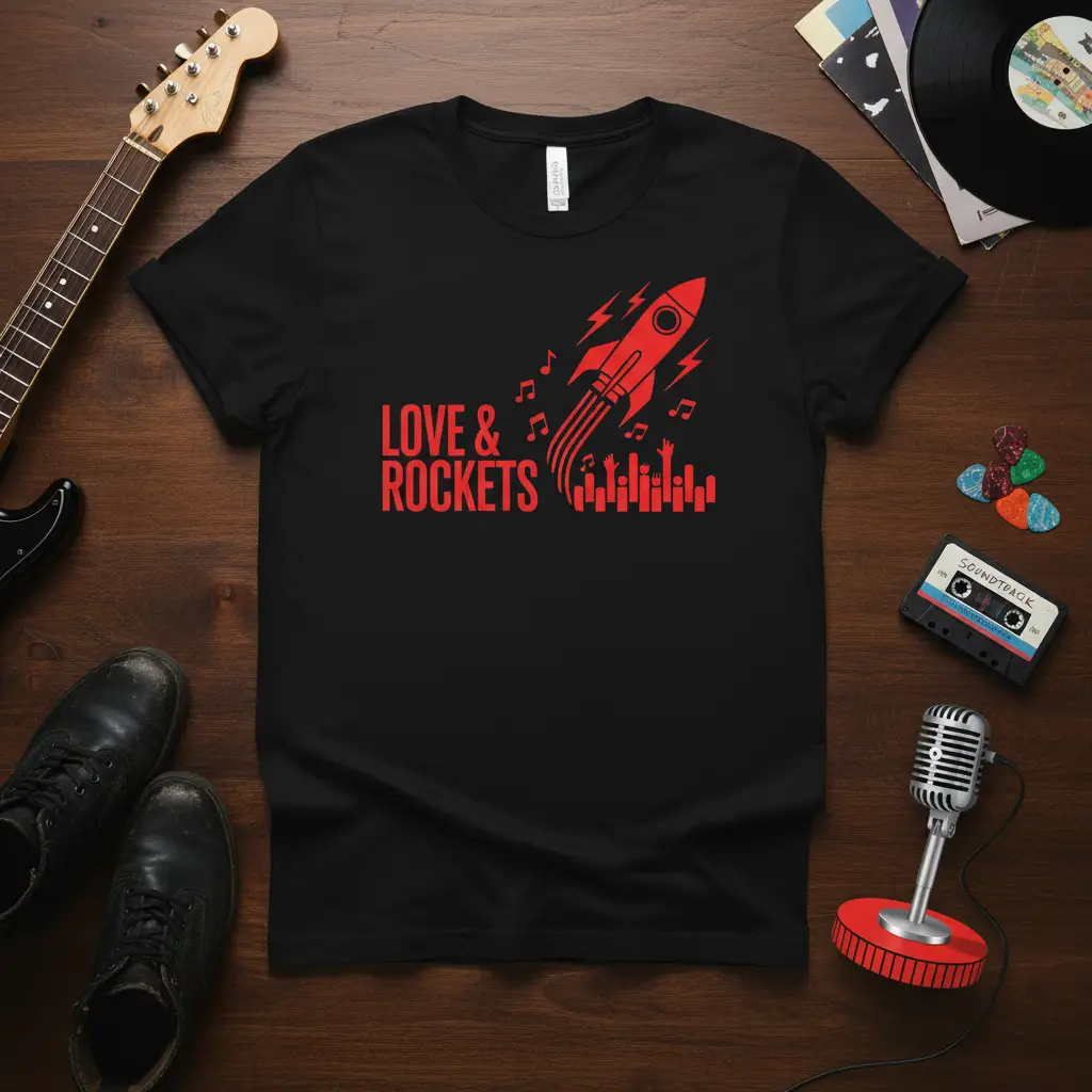 Love & Rockets Band T-Shirt Retro Rocket Music Fan
