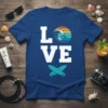 LOVE Surf Dolphin Wave stylish graphic design printed on comfortable cotton t-shirt