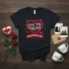Love You Forever Happy Valentine's Day Together Forever text design with a large red heart and smaller hearts on a