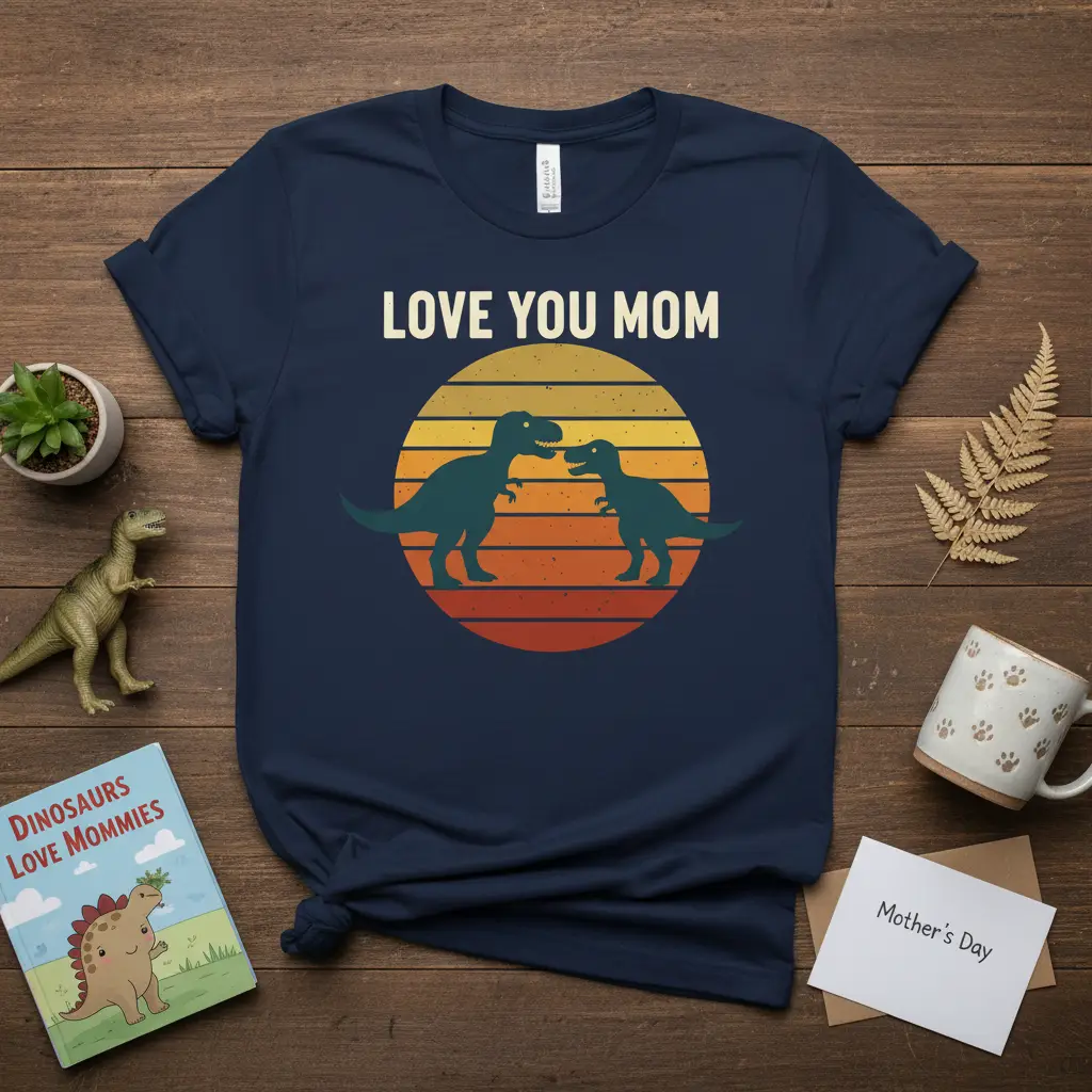 Love You Mom Dinosaur T-Shirt Mother’s Day Gift for Her