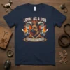 Loyal As A Dog Fierce As An Aries T-Shirt featuring a German Shepherd head with ram horns and swords