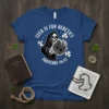 Luck Is For Heretics Proverbs 16:33 T-Shirt featuring a grim reaper holding a D20 dice, surrounded by shamrocks