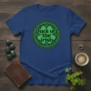 Luck of the Irish t-shirt with shamrock and Celtic knot design in green and black text