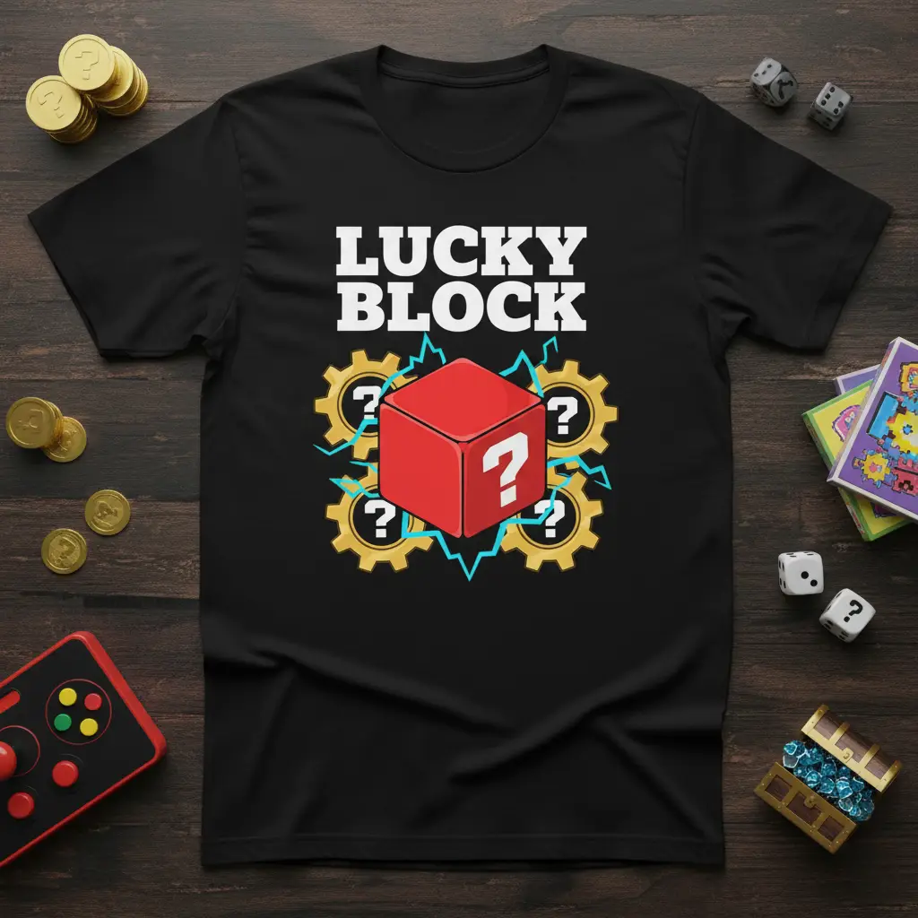 Lucky Block Gaming T-Shirt Video Game Gift for Gamers