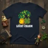 Lucky Charm t-shirt design with a pot of gold, shamrocks, and gold coins