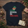 Lutin Officiel Du Père Noël French Christmas Elf T-Shirt with Santa's helper graphic and festive text