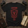 Black t-shirt with red Lvythn Baphomet design, featuring a goat head, thorns, and a pentagram sigil