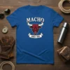 Macho Since 1982 T-Shirt featuring a red bull head graphic with white text and a vintage banner