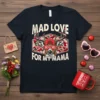 Mad Love For My Mama t-shirt design with a deer wearing sunglasses and a cap, surrounded by hearts and camouflage