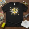 MAD MAD text with bomb graphic and angry emojis on a black t-shirt, comic book explosion style