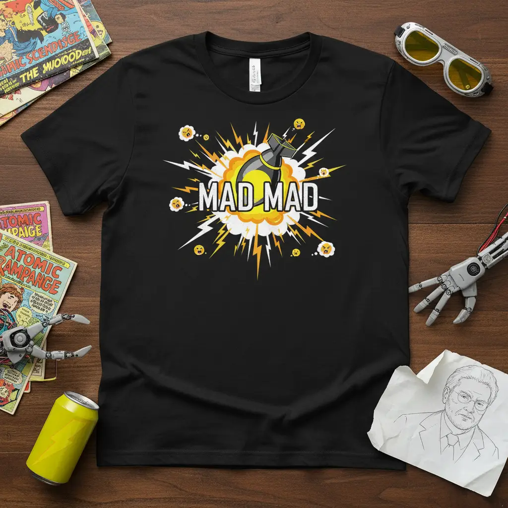 Mad Mad Bomb Explosion Comic Style T-Shirt Funny Gift