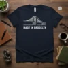 Made In Brooklyn T-Shirt with Brooklyn Bridge graphic and text, dark navy blue