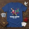 Magic Show Est. 1890 T-Shirt with a magician rabbit pulling colorful ribbons from a top hat