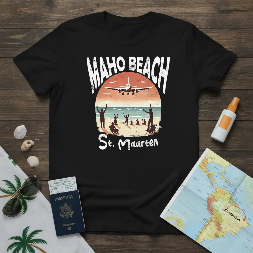 Maho Beach St. Maarten Airplane Landing T-Shirt Gift
