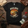 MAILBOX DELIVERY SERVICE text with a retro graphic of a mail carrier on a bicycle delivering mail