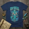 Majestic Mer Beard t-shirt design featuring a merman with a flowing beard surrounded by underwater elements and text