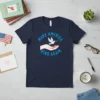 Make America Kind Again t-shirt design with a white peace dove holding an olive branch above a hand