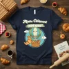 Make Croissant not war t-shirt with a kawaii hot air balloon carrying croissants