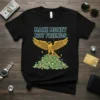 Make Money Not Friends quote with an eagle on cash pile graphic t-shirt