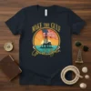 Make the Gulf Great Again T-Shirt with oil rig graphic, American flag, and sunset design