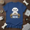 Maltese Mom t-shirt with a cute Maltese dog graphic and leopard print banner