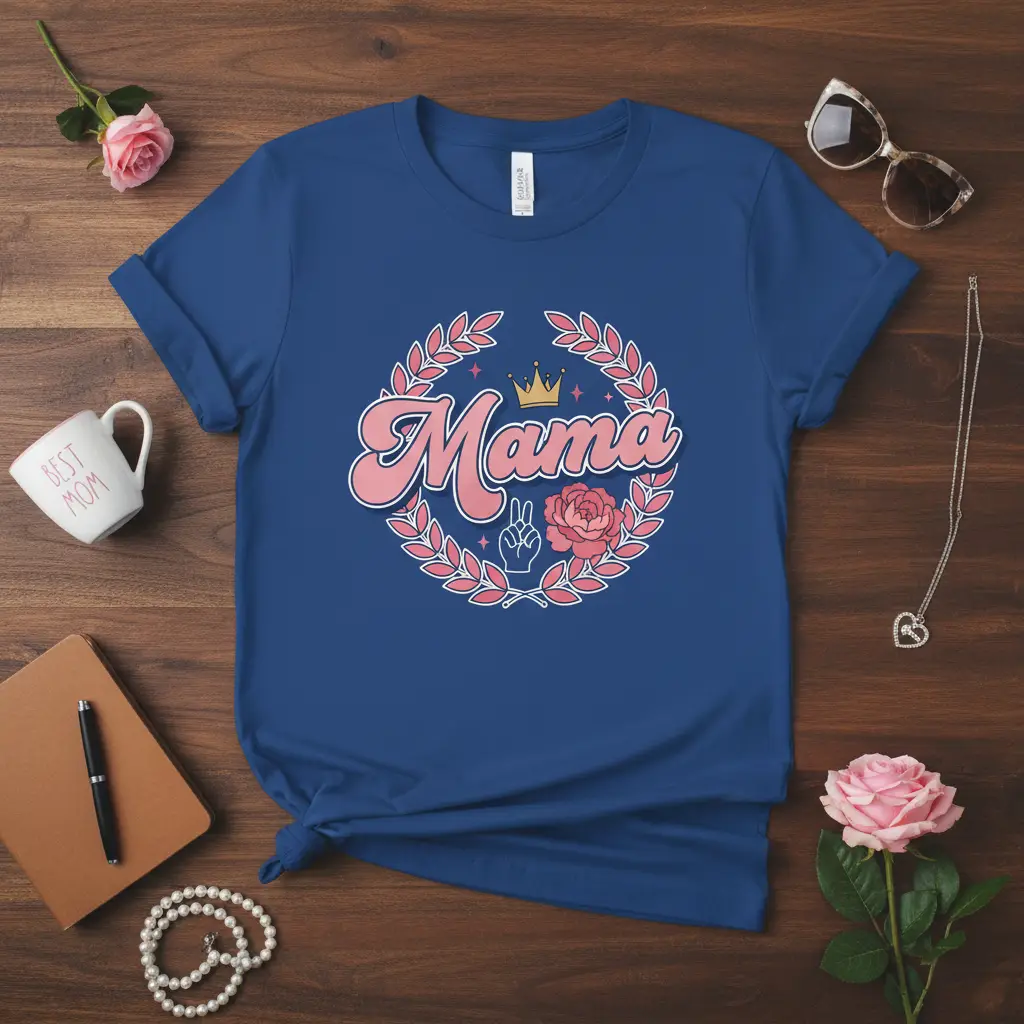 Mama Crown & Flower T-Shirt | Best Mom Gift Idea
