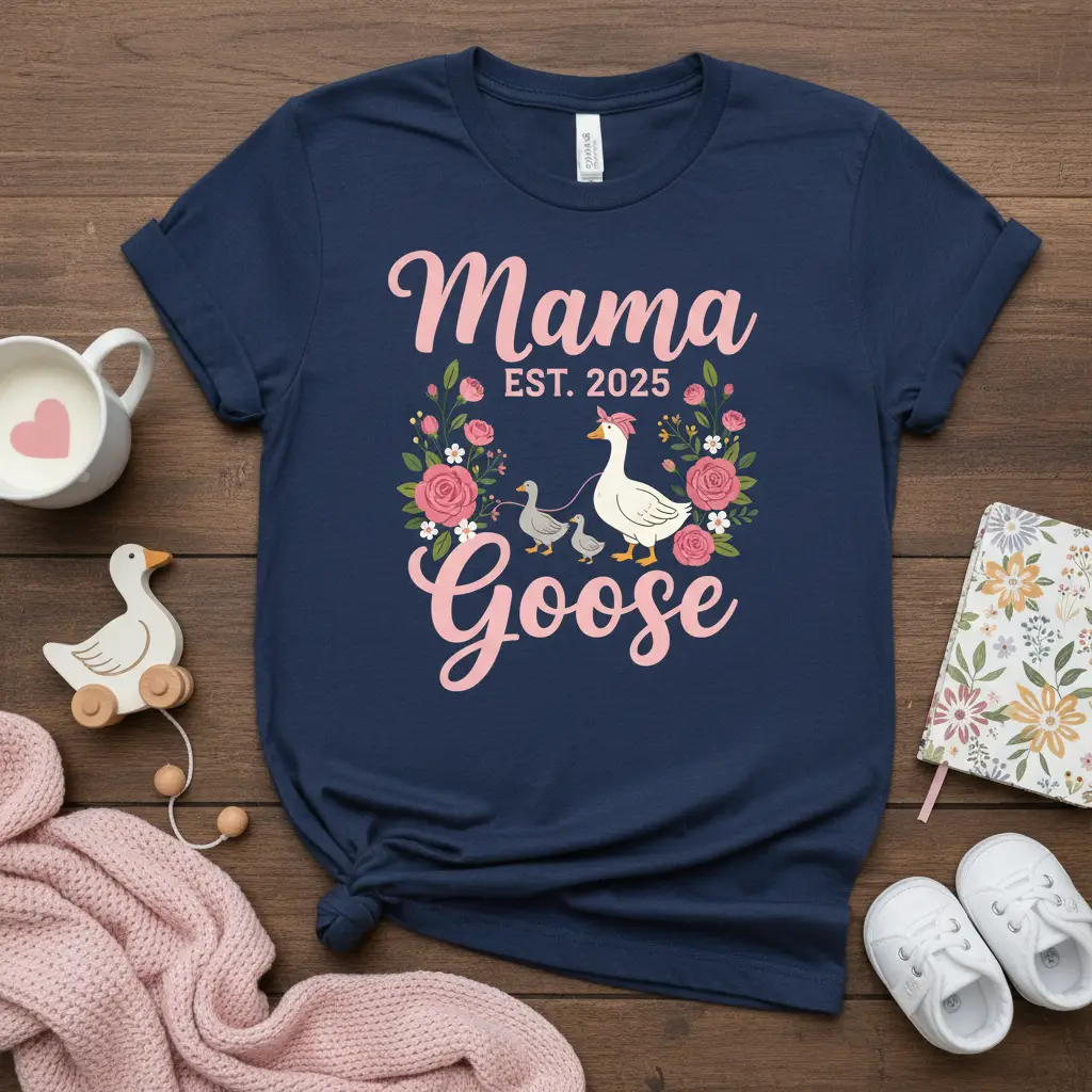 Mama Goose Est. 2025 T-Shirt | New Mom Gift Idea