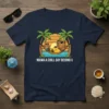 Mama A Chill Guy Behind U t-shirt design featuring two capybaras relaxing in a hammock between palm trees at sunset