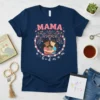 Mama a Hod Man t-shirt design featuring a loving embrace between two women and a child, surrounded by a floral