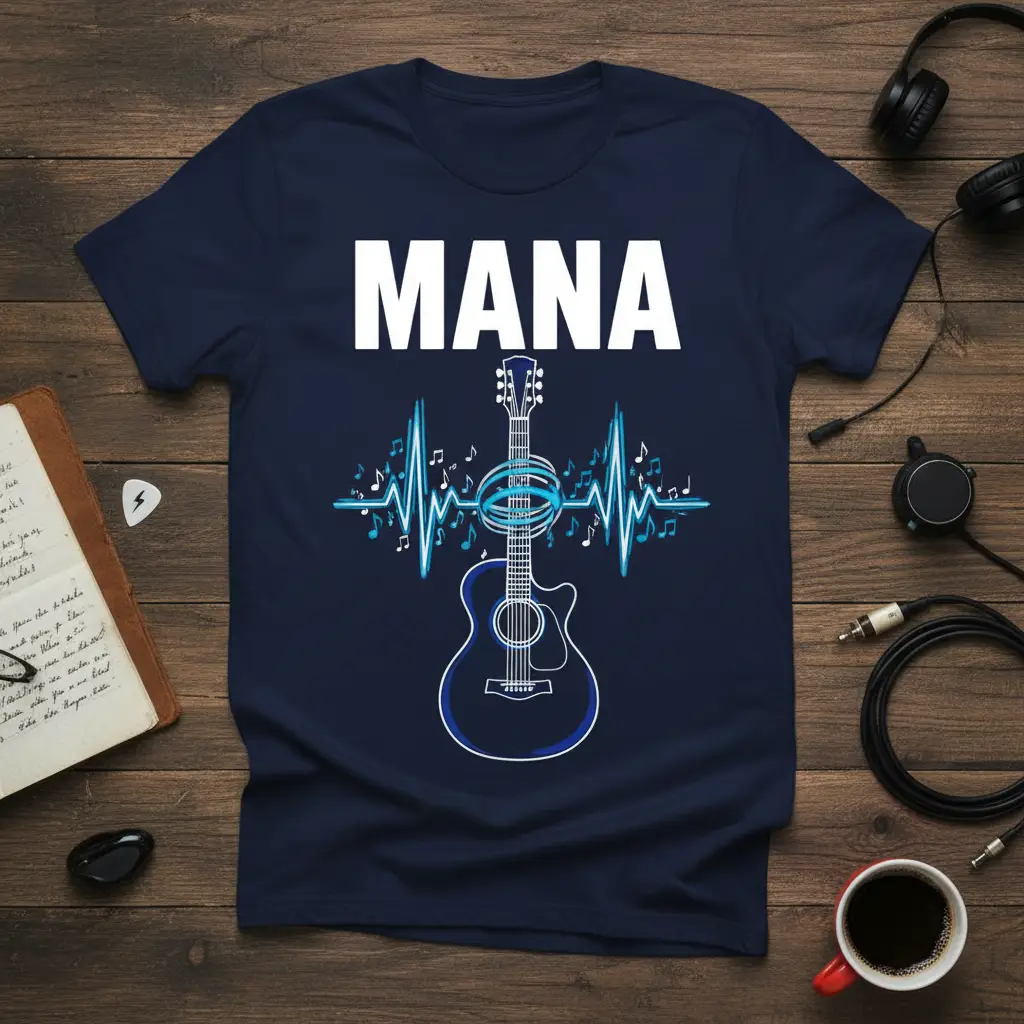 Mana Guitar Heartbeat T-Shirt for Music Lovers