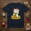 Maneki Neko Lucky Cat Coin eye-catching graphic design printed on comfortable cotton t-shirt