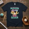 MASON 67 SIX SEVEN baseball ice cream birthday t-shirt design with crossed bats and a baseball