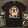 Mastiff Loyal Companion text with a vintage-style illustration of a Mastiff dog's face within a circle