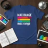 Max Range max range t-shirt with colorful bars graphic, ideal for data analysts and tech professionals